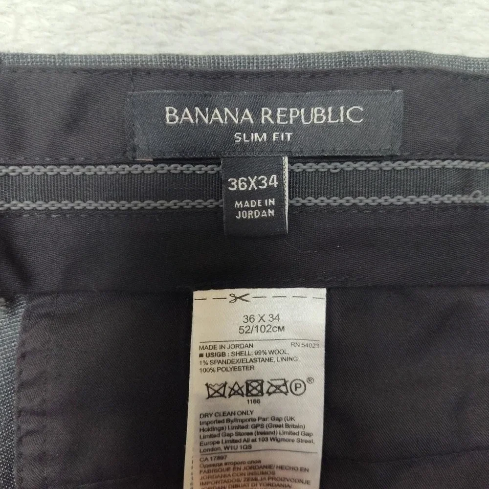 Banana‎ Republic Pants Mens 36x34 Gray Slim Wool Spandex Marzotto Dress Slacks